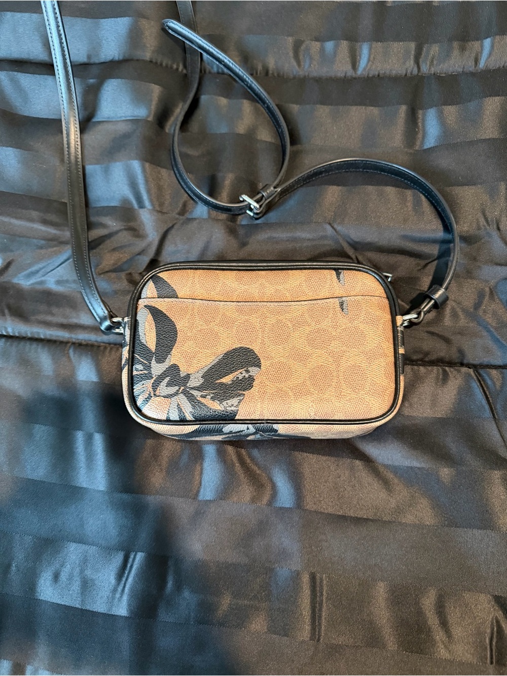 Coach Brown Floral Print Crossbody with Black Strap - Picture 3 of 8